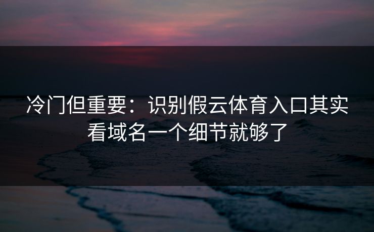 冷门但重要：识别假云体育入口其实看域名一个细节就够了
