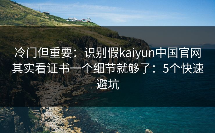 冷门但重要：识别假kaiyun中国官网其实看证书一个细节就够了：5个快速避坑